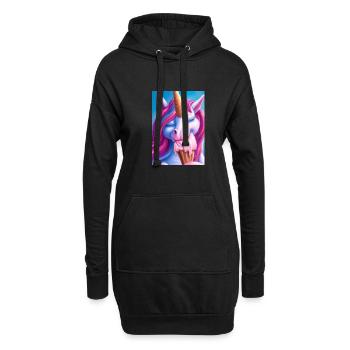 Eiscreme Einhorn - Hoodie-Kleid - Schwarz - Vorne