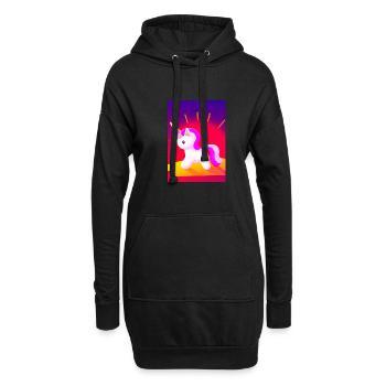 Minimales Einhorn - Hoodie-Kleid - Schwarz - Vorne
