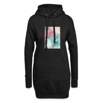 Pastellfarbene Federn - Hoodie-Kleid - Schwarz - Vorne