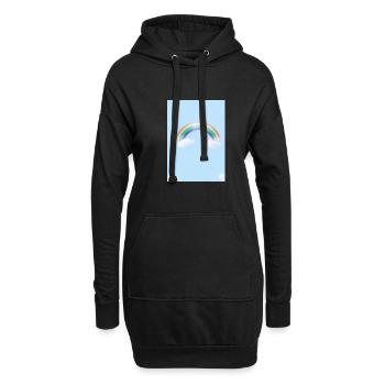 Regenbogen und Wolken - Hoodie-Kleid - Schwarz - Vorne