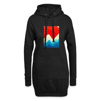 Retro Berge und Sonne - Hoodie-Kleid - Schwarz - Vorne