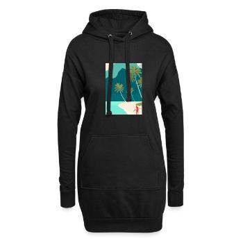 Surfen Strand - Hoodie-Kleid - Schwarz - Vorne