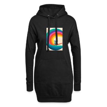 Surfender Regenbogen-Koala - Hoodie-Kleid - Schwarz - Vorne