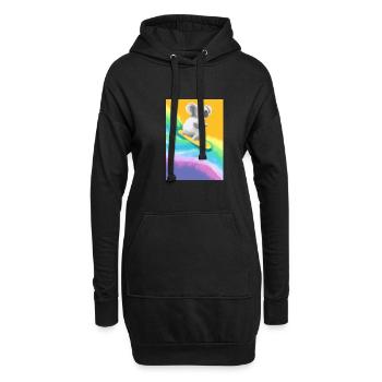 Surfender Regenbogen-Koala - Hoodie-Kleid - Schwarz - Vorne