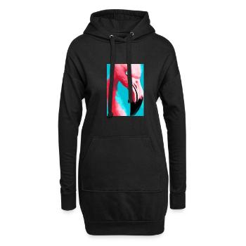 Flamingo-Kopf - Hoodie-Kleid - Schwarz - Vorne