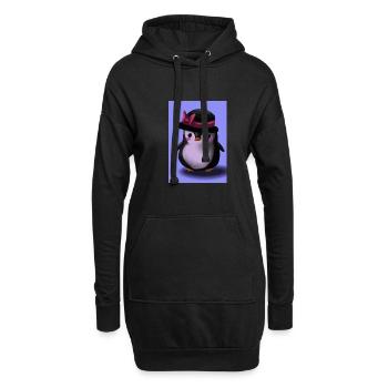 Pinguin mit niedlicher rosa Mütze - Hoodie-Kleid - Schwarz - Vorne