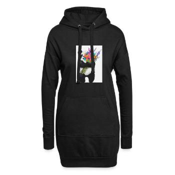 Panda mit Blumenstrauß - Hoodie-Kleid - Schwarz - Vorne