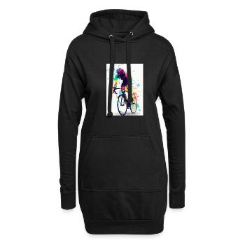 Rennrad Radfahrer Regenbogen - Hoodie-Kleid - Schwarz - Vorne