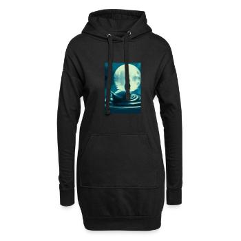 Schwan im Vollmond - Hoodie-Kleid - Schwarz - Vorne