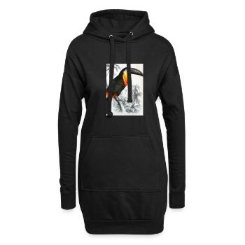 Tucan in Schwarz Weiß Dschungel - Hoodie-Kleid - Schwarz - Vorne