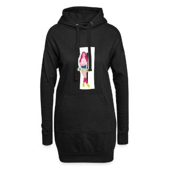 Rothaarige Skaterin mit Skateboard - Hoodie-Kleid - Schwarz - Vorne