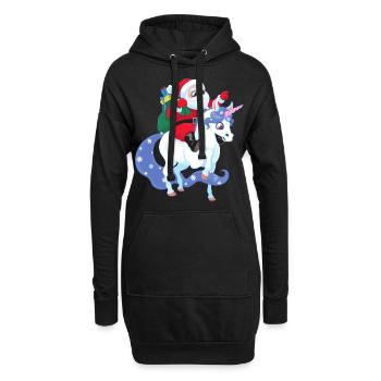 Weihnachtsmann reitet Einhorn Weihnachten Geschenk - Hoodie-Kleid - Schwarz - Vorne