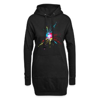 Farbspritzer Farbkleckse bunt cool fun Farbe - Hoodie-Kleid - Schwarz - Vorne