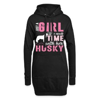 chien de traîneau - Sweat-shirt à capuche long Femme - noir - Devant