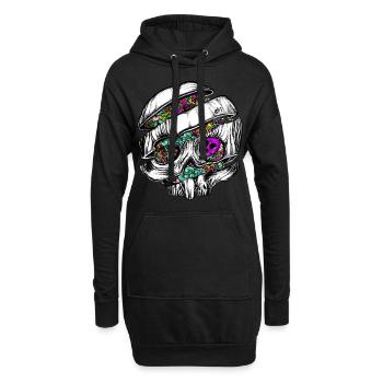 Crâne en tranches avec griffonnages - Sweat-shirt à capuche long Femme - noir - Devant