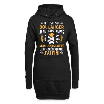 Je suis boulanger je ne m'arrête pas - Sweat-shirt à capuche long Femme - noir - Devant
