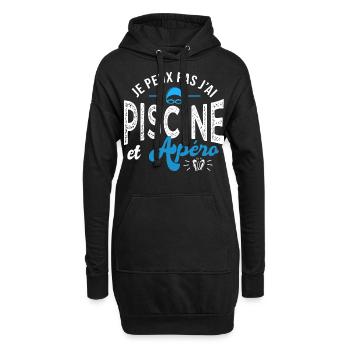 je peux pas j ai piscine et apéro Humour natation - Sweat-shirt à capuche long Femme - noir - Devant
