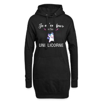 Je M'en Fous - Je Suis Une Licorne - Sweat-shirt à capuche long Femme - noir - Devant