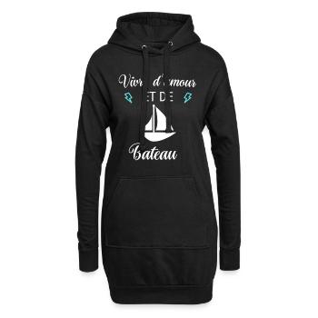 Vivre d'amour et de BATEAU - Sweat-shirt à capuche long Femme - noir - Devant