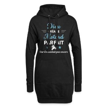 dieu créa le Motard parfait humour de bureau - Sweat-shirt à capuche long Femme - noir - Devant