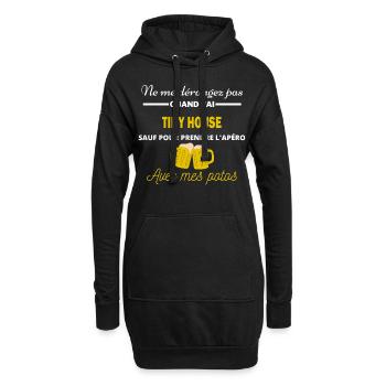 Ne me dérangez pas QUAND J'ai l'apéro tiny house - Sweat-shirt à capuche long Femme - noir - Devant