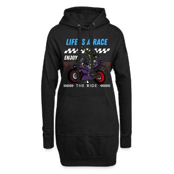 Das Leben ist ein Rennen, genieße die Fahrt - Hoodie-Kleid - Schwarz - Vorne