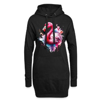 Flamant rose Oiseau Exotique Éclaboussure d’été Rose - Sweat-shirt à capuche long Femme - noir - Devant
