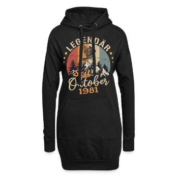 Legendär seit Oktober 1981 - 1981 - Hoodie-Kleid - Schwarz - Vorne