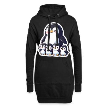 Petits pingouins pingouin famille mignon cadeau - Sweat-shirt à capuche long Femme - noir - Devant