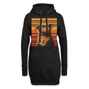 Quokka vintage - Sweat-shirt à capuche long Femme - noir - Devant
