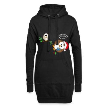 Weihnachten Eule Weihnachtsgeschenk Geschenk - Hoodie-Kleid - Schwarz - Vorne