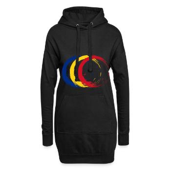Drapeau de la Roumanie - Sweat-shirt à capuche long Femme - noir - Devant