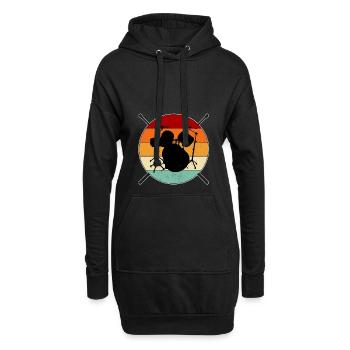 Batterie pilons rétro coucher de soleil - Sweat-shirt à capuche long Femme - noir - Devant