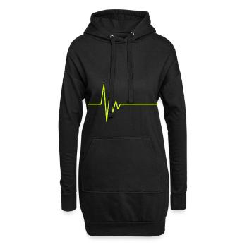 EKG Herzschlag - Hoodie-Kleid - Schwarz - Vorne