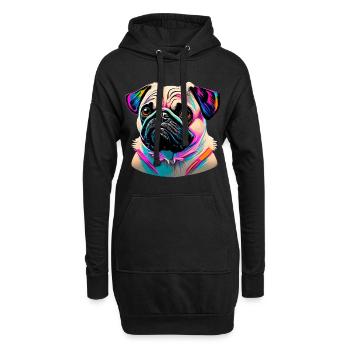 Tête de carlin Carlin Graffiti - Sweat-shirt à capuche long Femme - noir - Devant