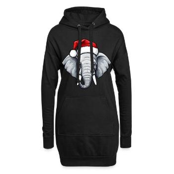 Elephant Head Christmas Xmas - Hoodie Dress - black - Front