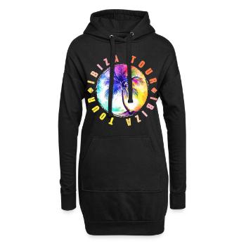 Visite d’Ibiza colorée - Sweat-shirt à capuche long Femme - noir - Devant