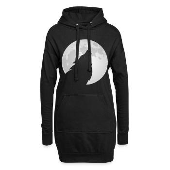 Wolf heult den Mond an - Hoodie-Kleid - Schwarz - Vorne