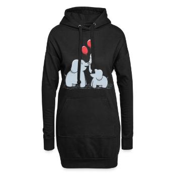 Doux éléphants Couple fête des mères Idée cadeau - Sweat-shirt à capuche long Femme - noir - Devant