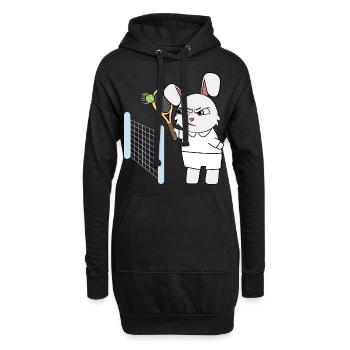 Tennis Kinder Hase I lustige Tiere | Sport | Kani - Hoodie-Kleid - Schwarz - Vorne