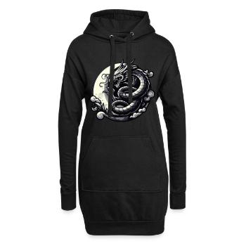Silhouette de dragon mystique - Sweat-shirt à capuche long Femme - noir - Devant