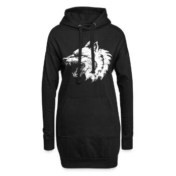 Illustration de loup - Sweat-shirt à capuche long Femme - noir - Devant