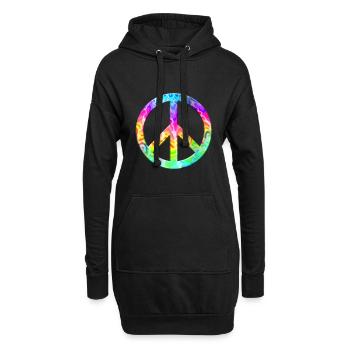 Flower Power Peace Hippie Love 60s 70s Peace colorful - Hoodie Dress - black - Front