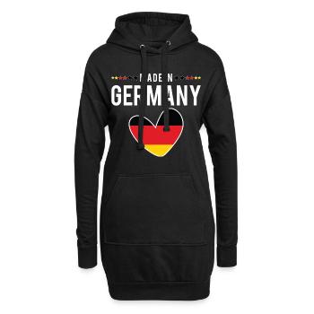 Made in Germany, Deutsche Flagge Herz, Männer Frauen Kinder - Hoodie-Kleid - Schwarz - Vorne