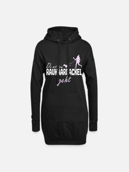 Rauhaardackel die mit dem geht Spruch - Hoodie-Kleid - Schwarz
