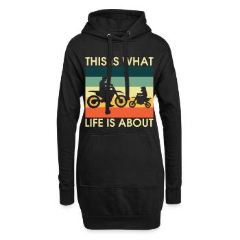 ElternKind Fahrrad Silhouetten Retro - Hoodie-Kleid - Schwarz - Vorne