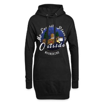 Mein Lieblingsplatz ist Draußen - Hoodie-Kleid - Schwarz - Vorne