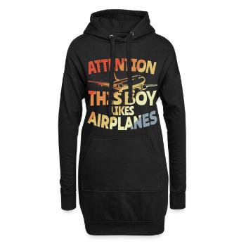 Ce garçon aime les avions - Sweat-shirt à capuche long Femme - noir - Devant
