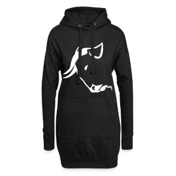 Weißer Stierkopf - Hoodie-Kleid - Schwarz - Vorne