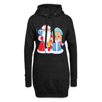 Ded Moroz Snegurotschka russischer Weihnachtsmann - Hoodie-Kleid - Schwarz - Vorne